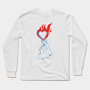 Korean Finger Heart For Valentines Day Long Sleeve T-Shirt